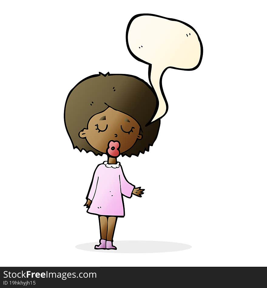 cartoon woman explaining her point with speech bubble