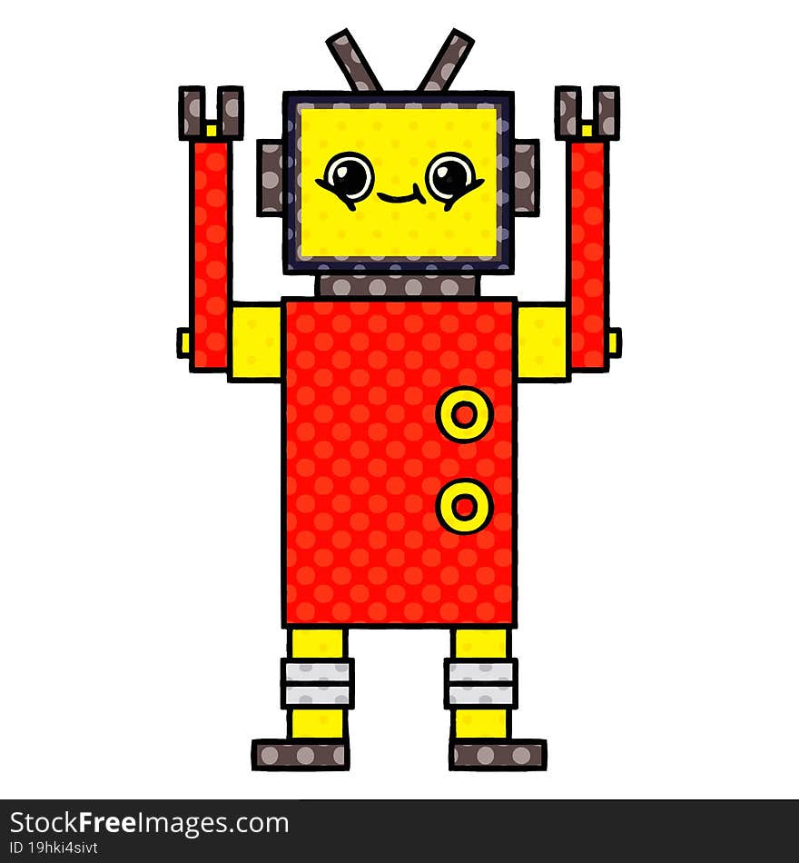 comic book style cartoon robot