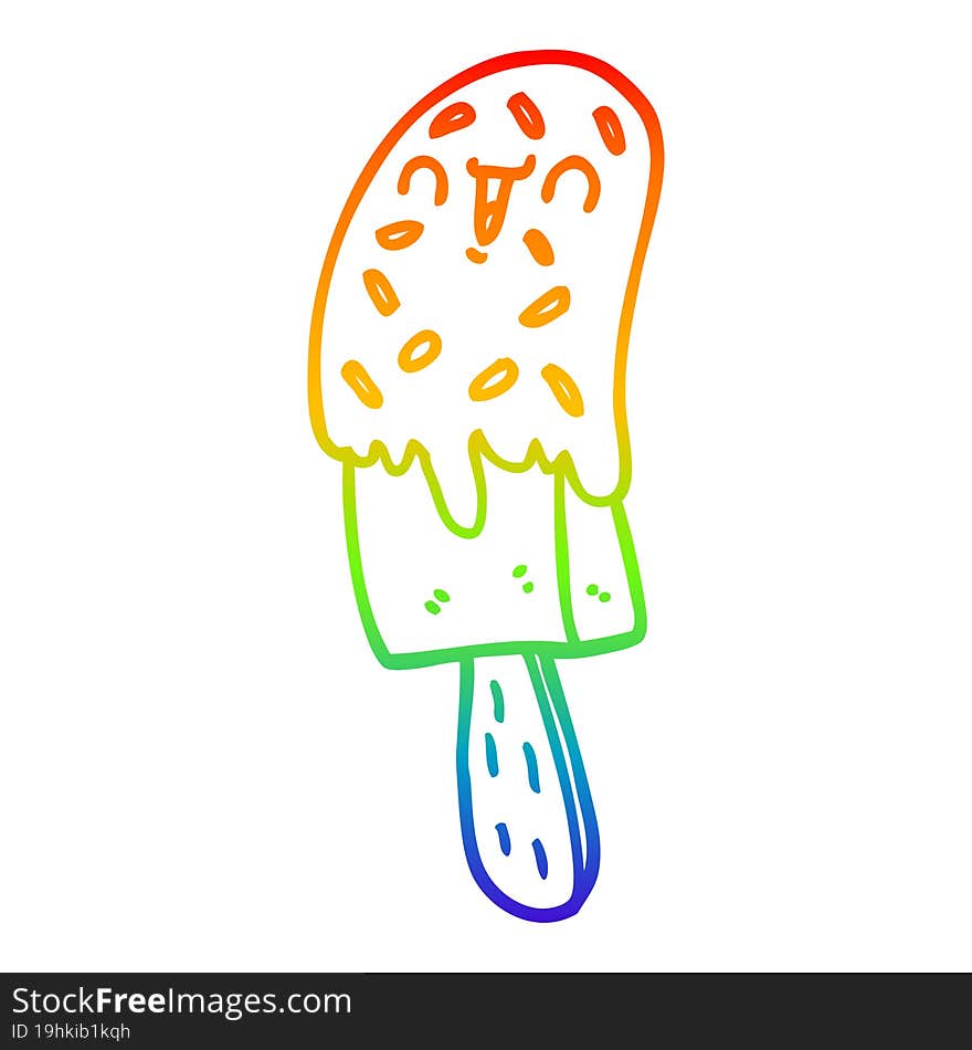 rainbow gradient line drawing cartoon ice lolly