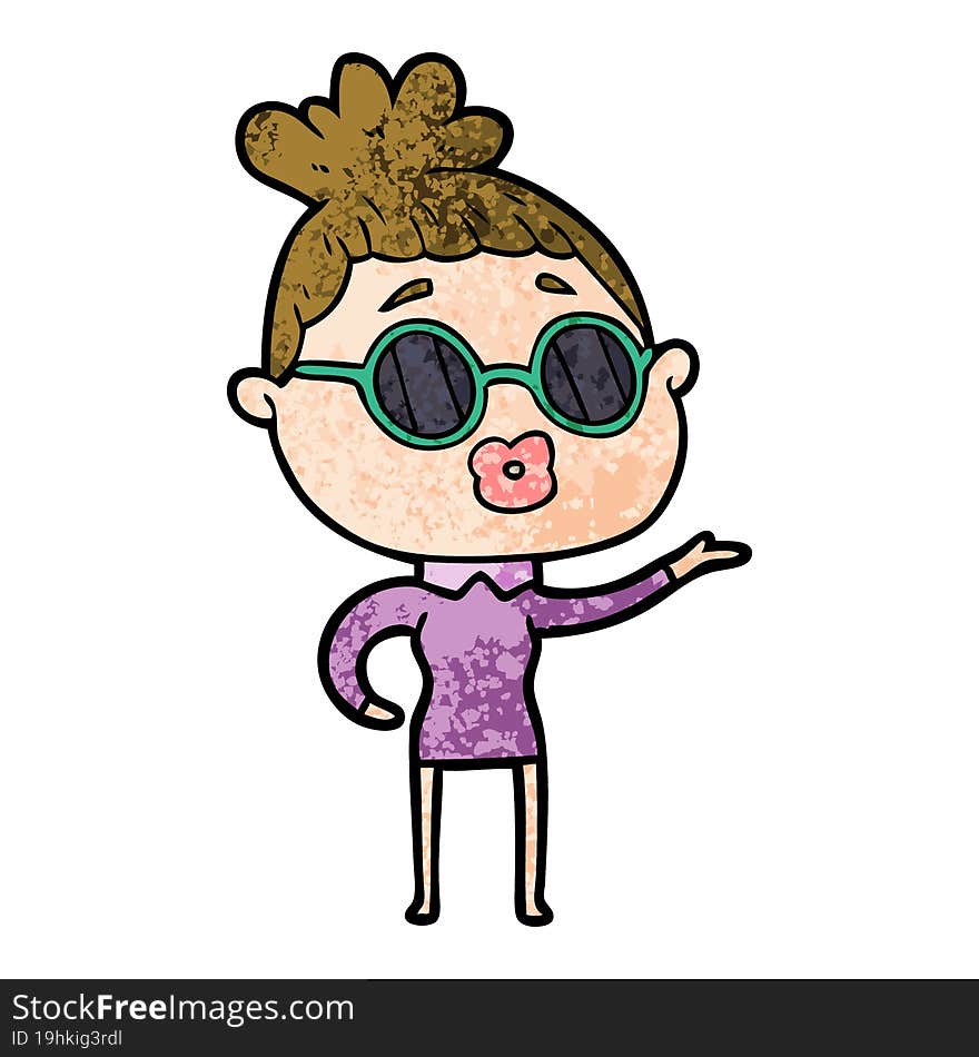 cartoon woman wearing sunglasses. cartoon woman wearing sunglasses