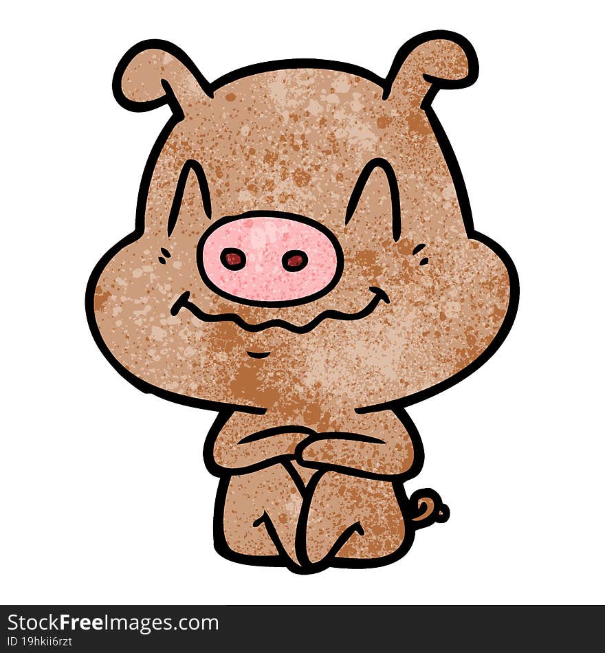 nervous cartoon pig sitting. nervous cartoon pig sitting