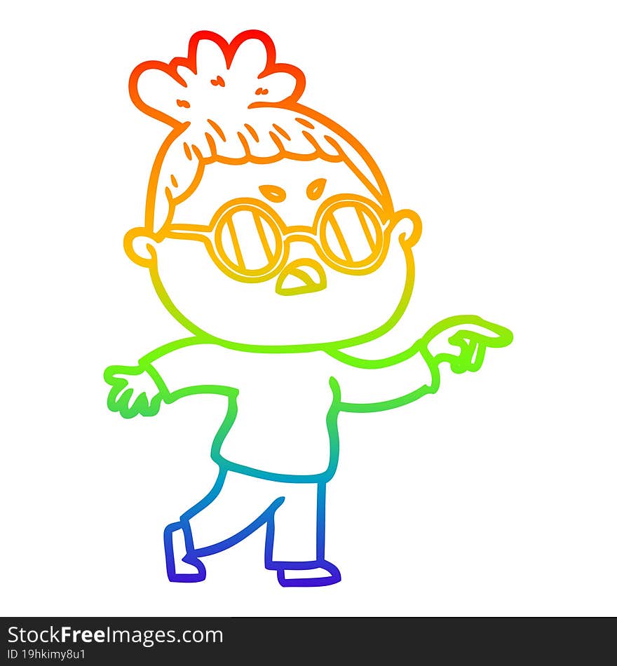 rainbow gradient line drawing cartoon annoyed woman