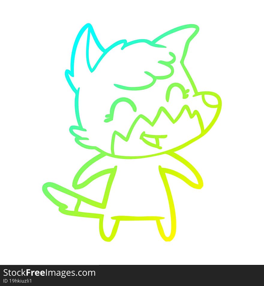 cold gradient line drawing happy cartoon fox