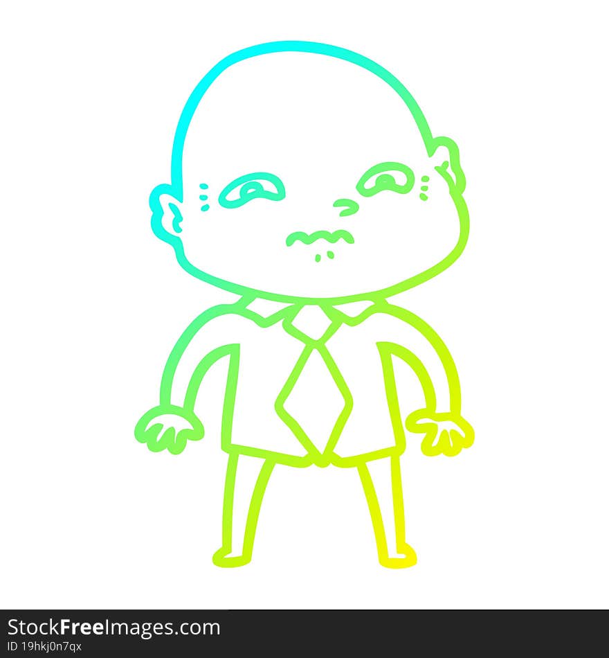 Cold Gradient Line Drawing Cartoon Nervous Man