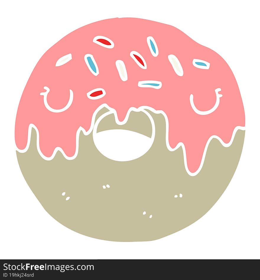 flat color style cartoon donut