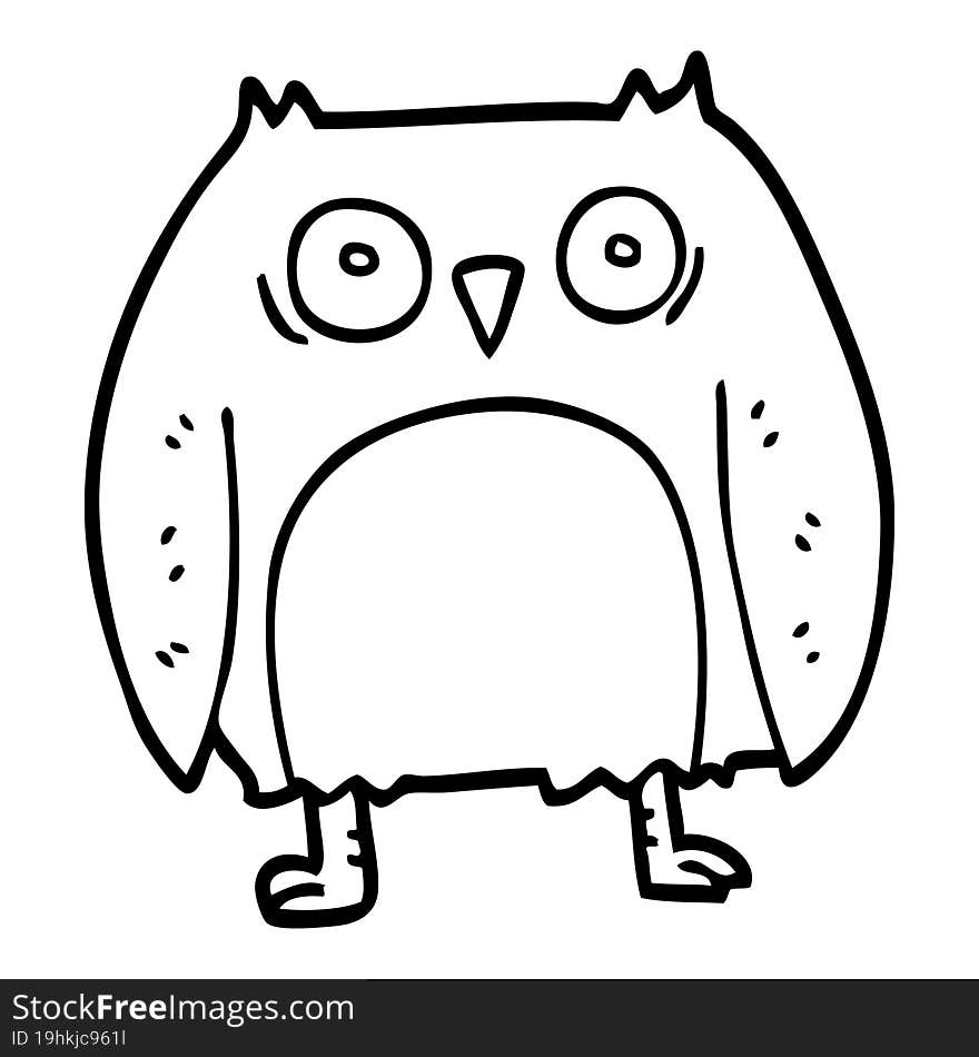 funny line drawing cartoon owl