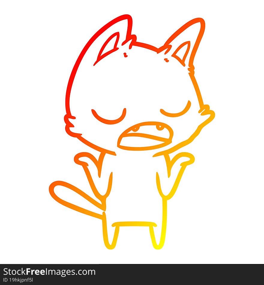 warm gradient line drawing talking cat shrugging shoulders