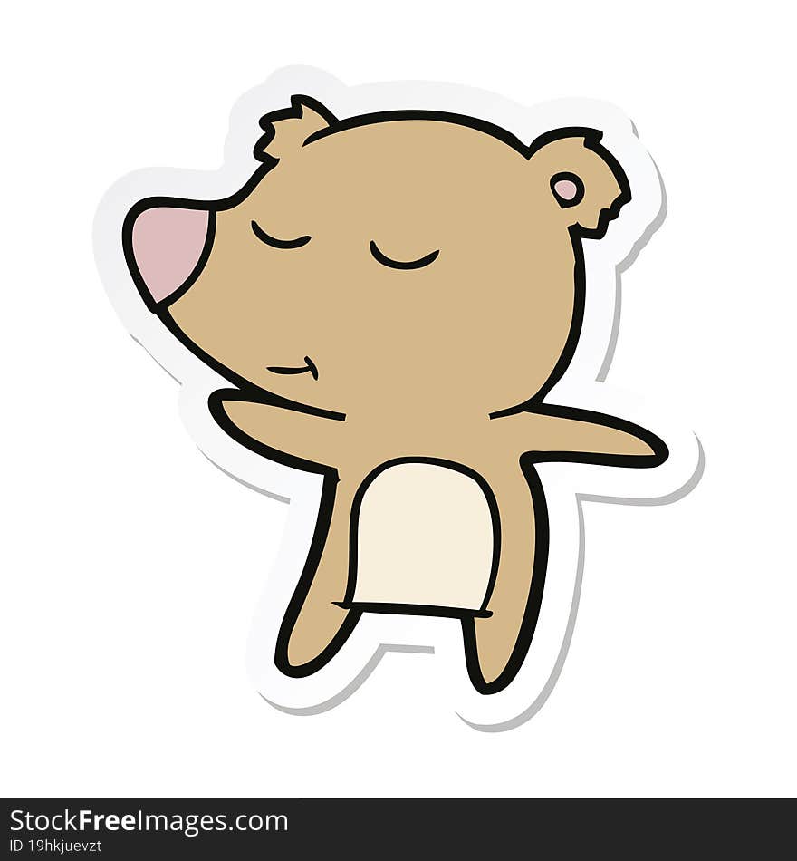 Sticker Of A Happy Cartoon Bear