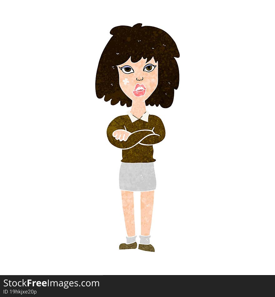 cartoon tough woman with folded arms