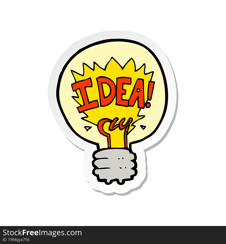 sticker of a cartoon idea light bulb symbol