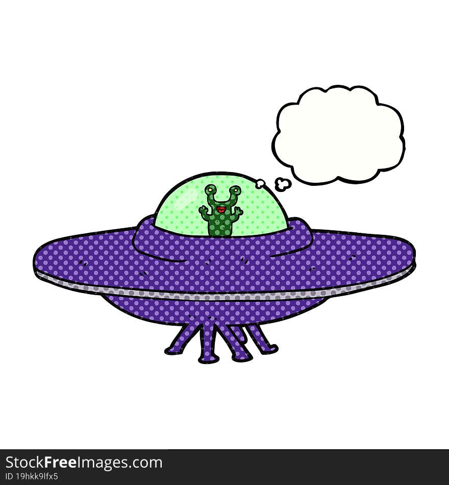 thought bubble cartoon alien spaceship