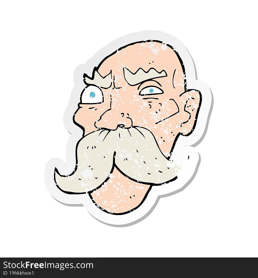 Retro Distressed Sticker Of A Cartoon Angry Old Man