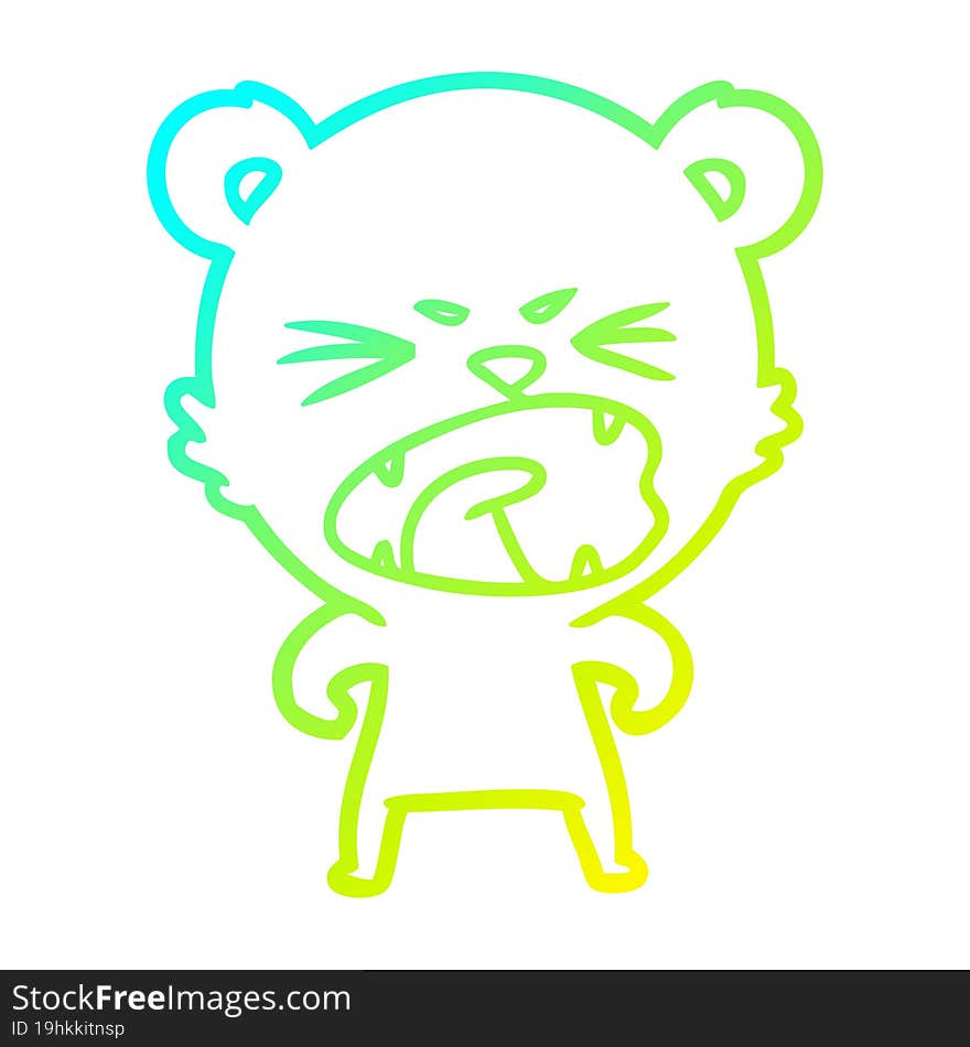 cold gradient line drawing angry cartoon polar bear