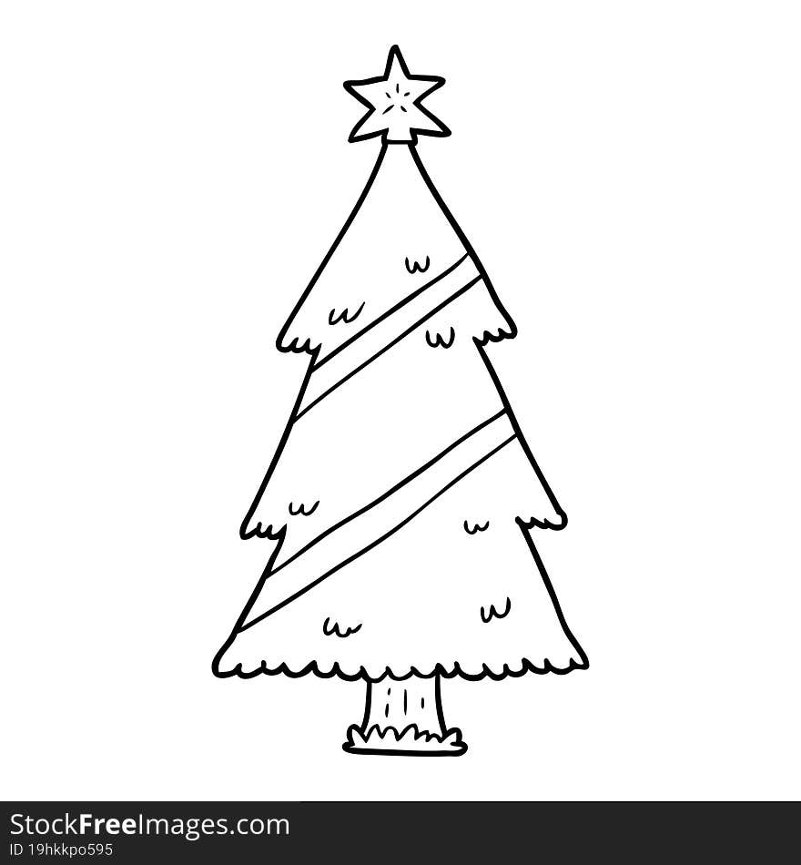 line drawing of a christmas tree. line drawing of a christmas tree