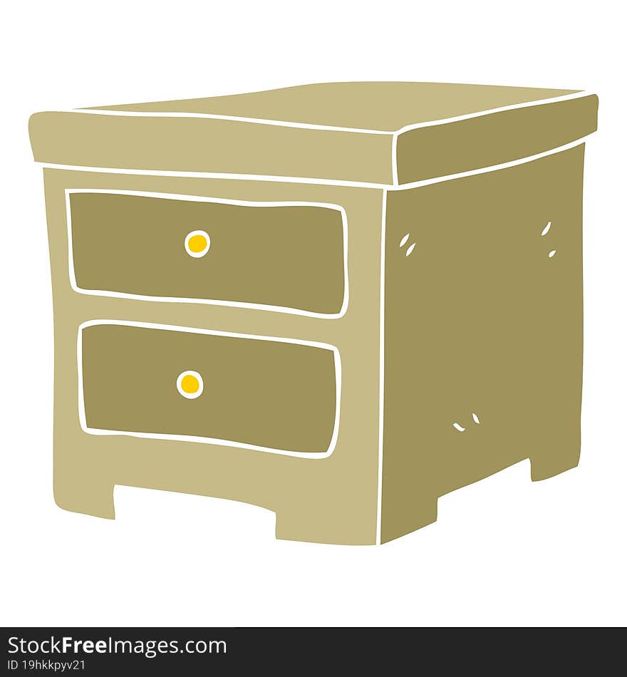 Flat Color Illustration Of A Cartoon Chest Of Drawers