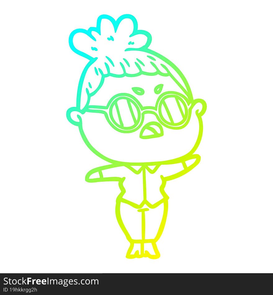 cold gradient line drawing cartoon annoyed woman