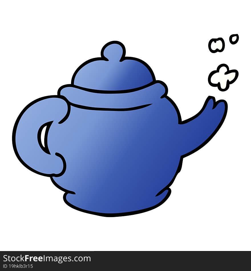 hand drawn gradient cartoon doodle of a blue tea pot