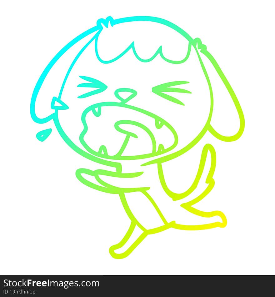 cold gradient line drawing of a cute cartoon dog