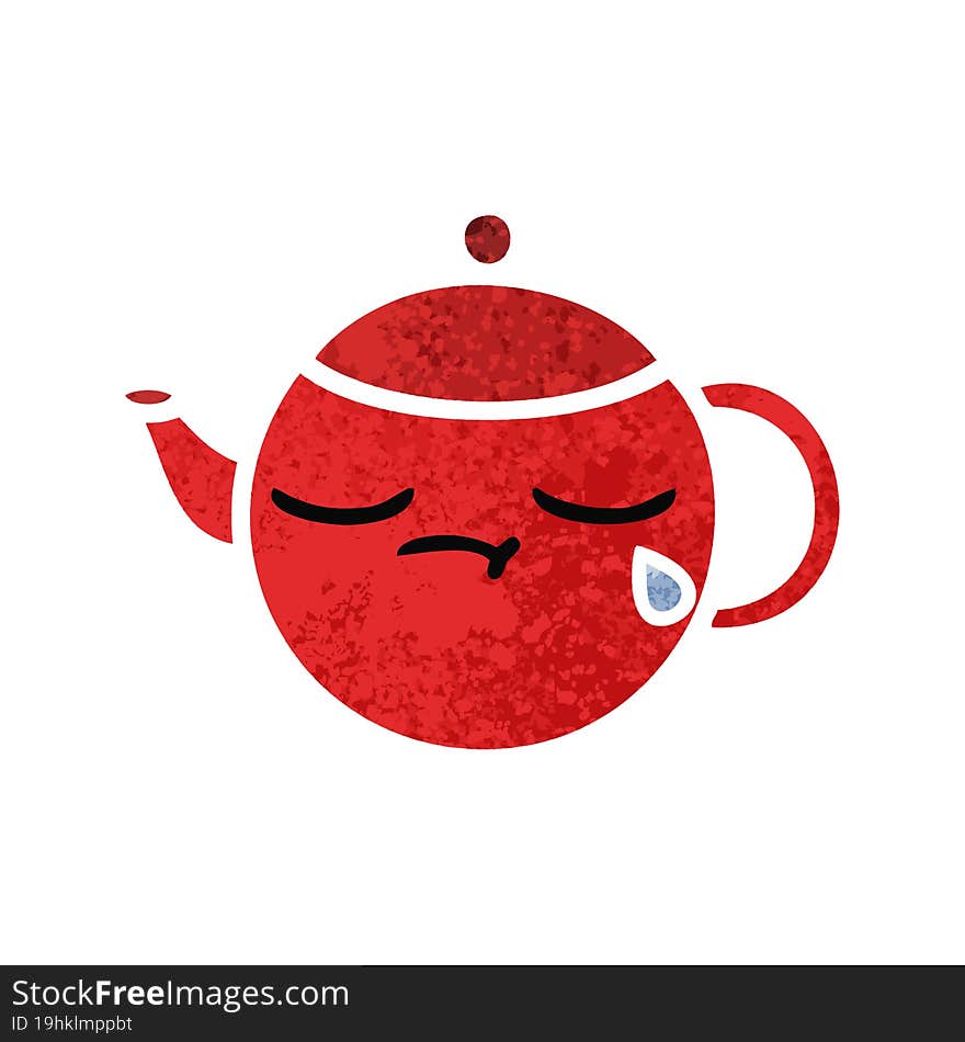 retro illustration style cartoon teapot