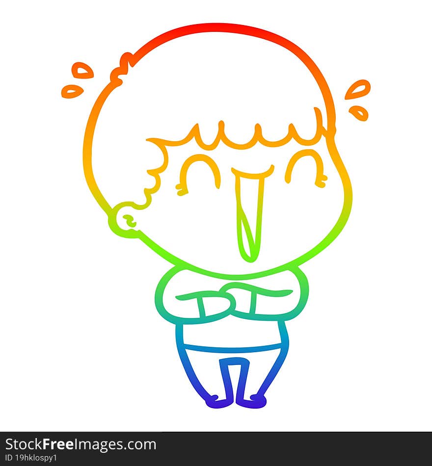 rainbow gradient line drawing laughing cartoon man