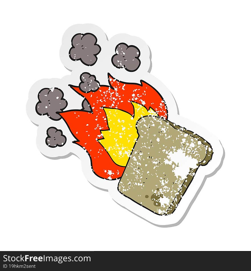 retro distressed sticker of a cartoon burnt toast