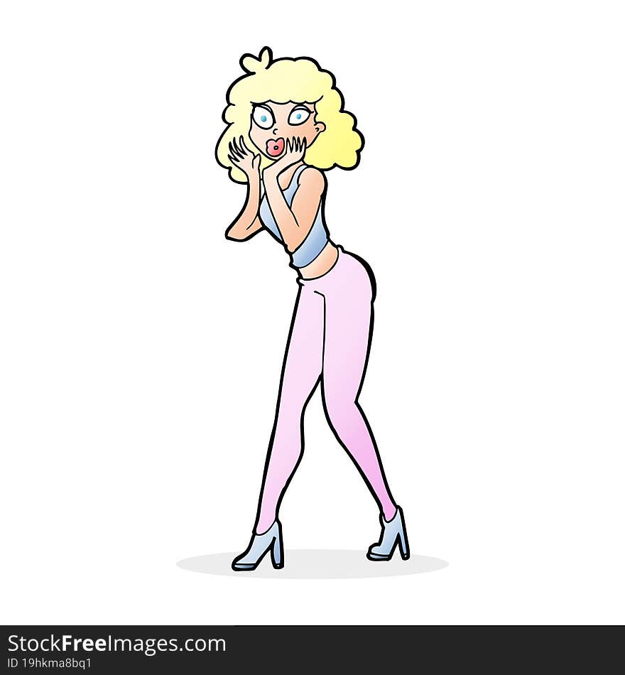 cartoon surprised woman