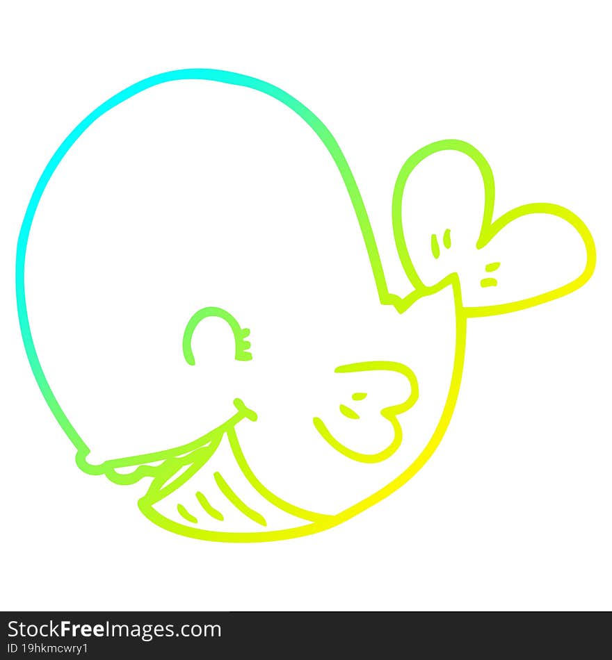 Cold Gradient Line Drawing Cartoon Whale