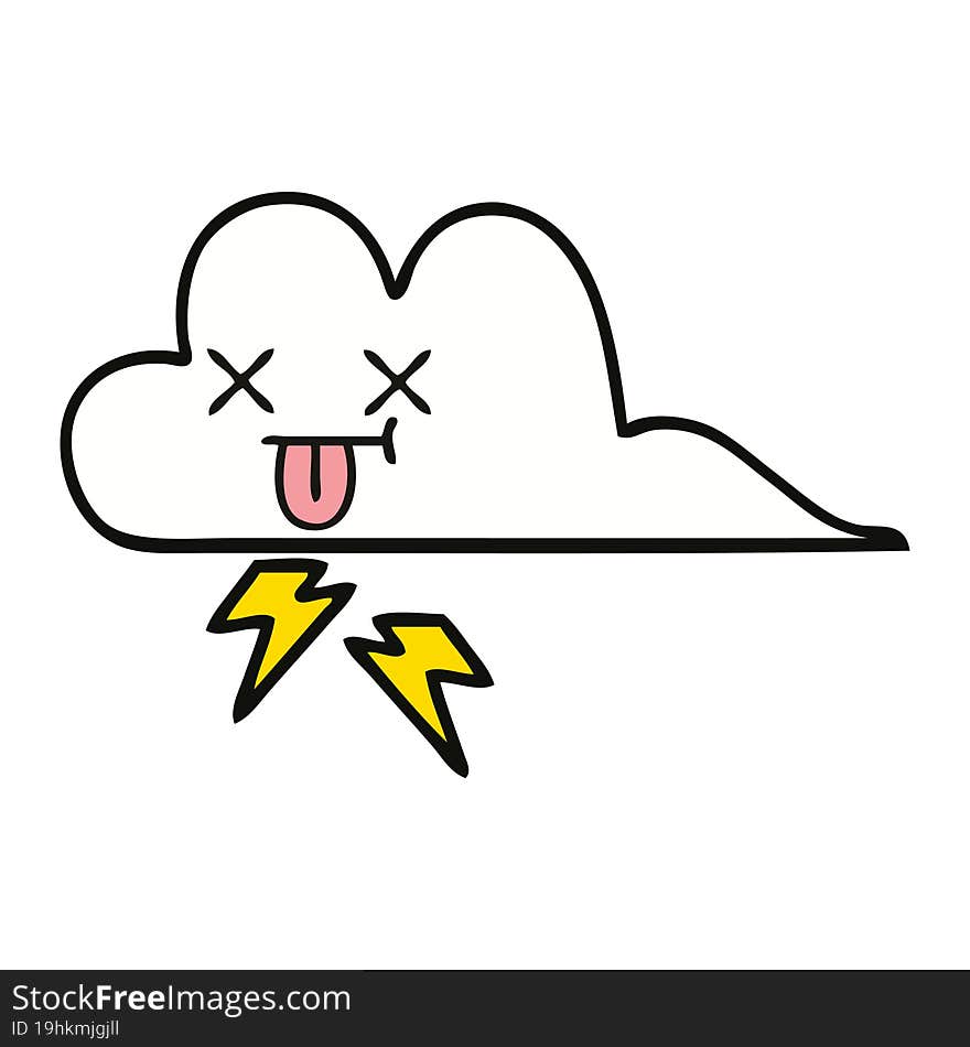 cute cartoon of a thunder cloud. cute cartoon of a thunder cloud