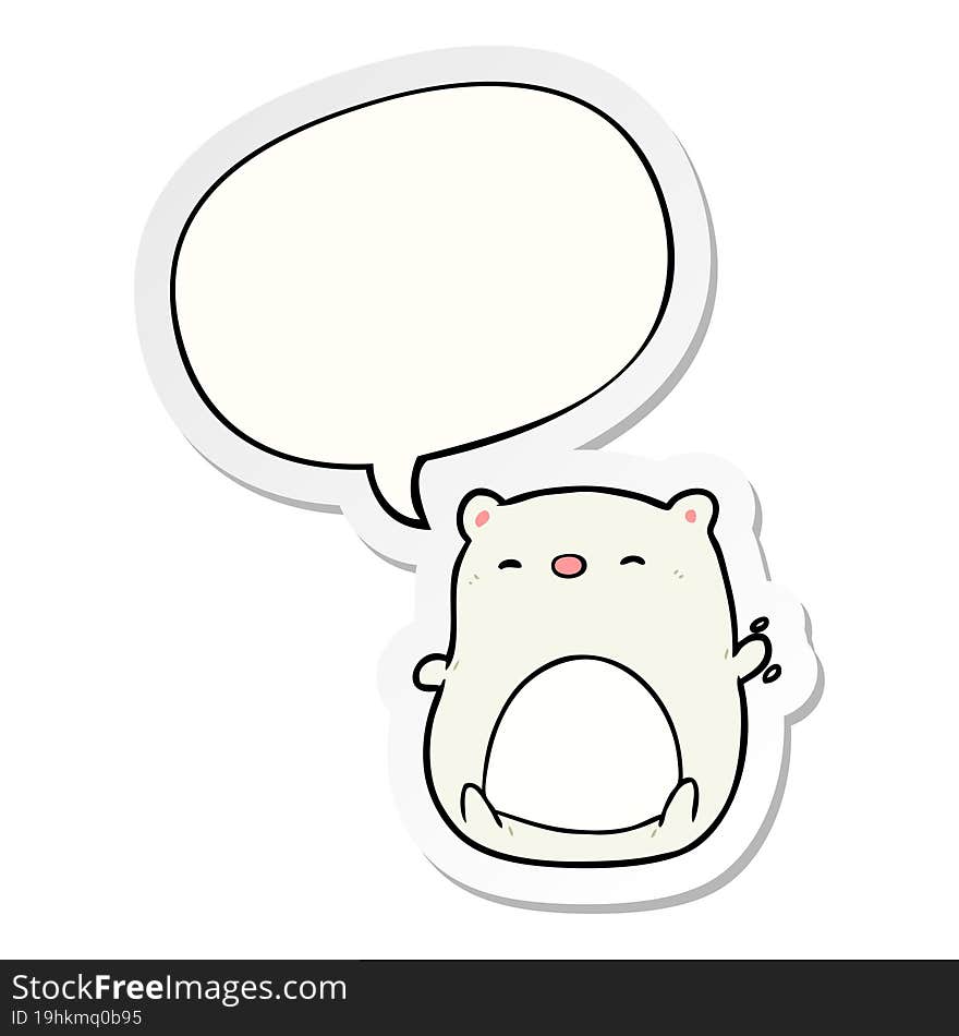 Cute Cartoon Polar Bear And Speech Bubble Sticker