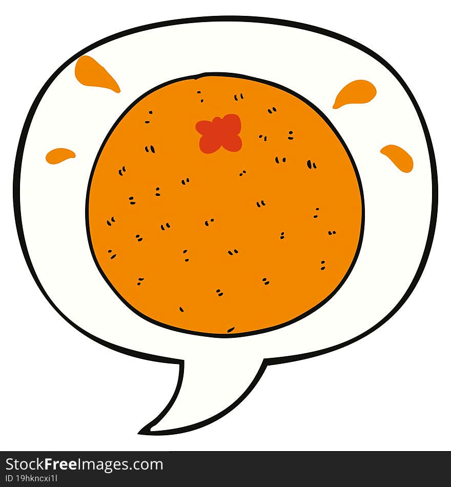 cartoon orange with speech bubble. cartoon orange with speech bubble