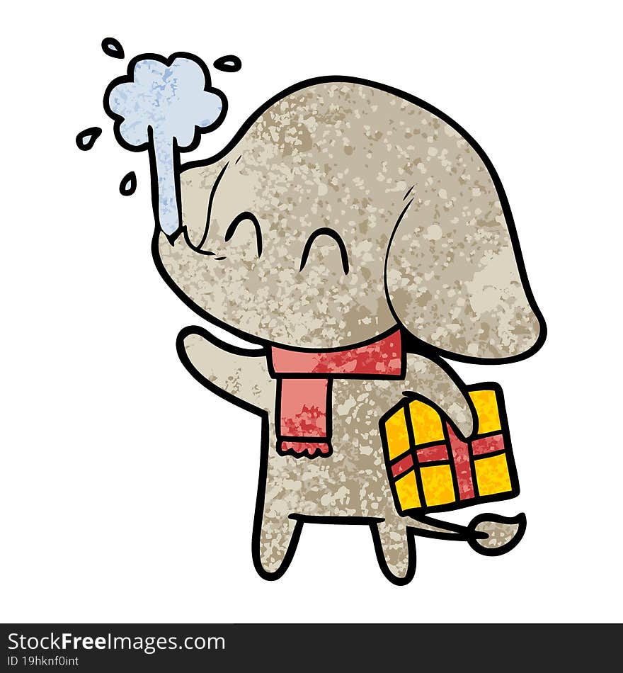 cute cartoon elephant spouting water. cute cartoon elephant spouting water