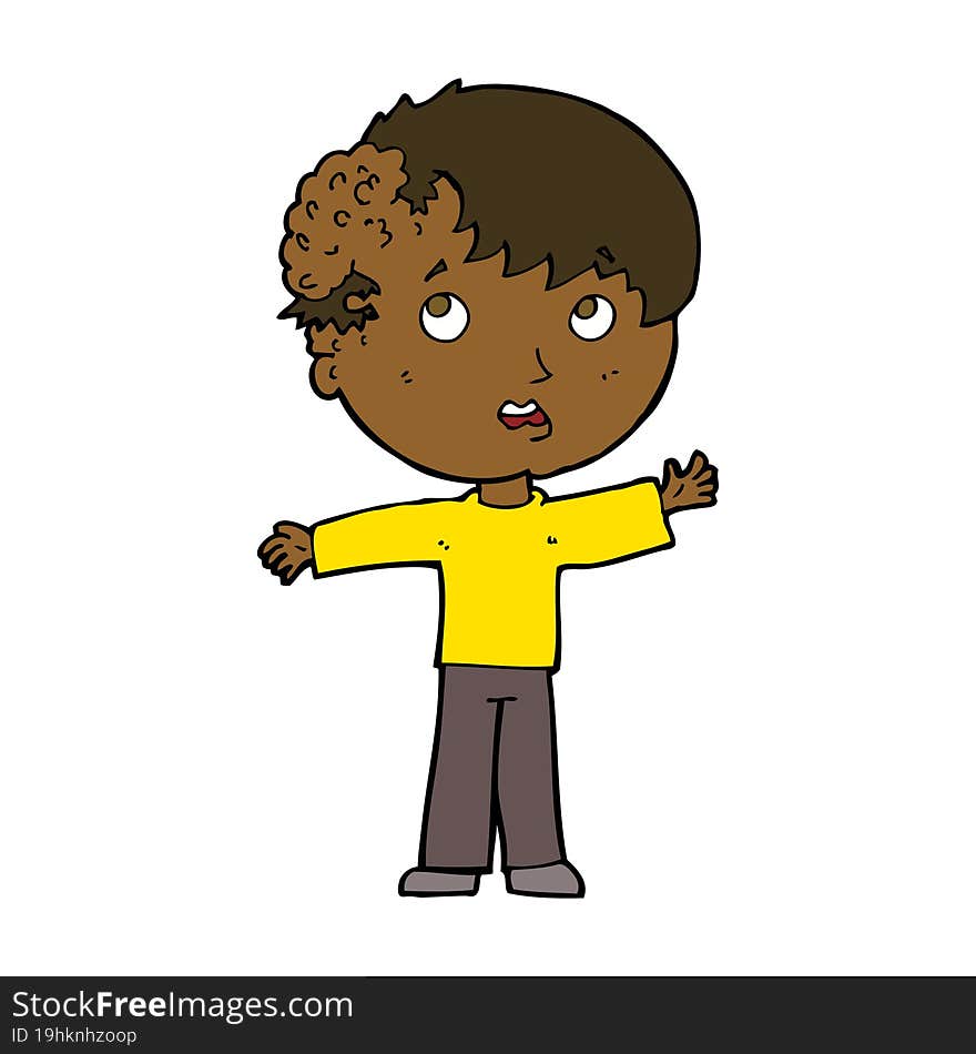 cartoon boy with growth on head