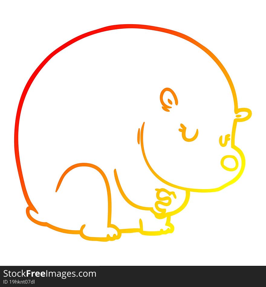 warm gradient line drawing cute cartoon polar bear