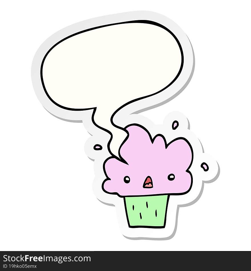 cartoon cupcake and speech bubble sticker