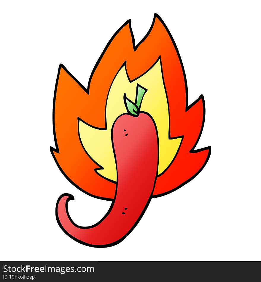 Vector Gradient Illustration Cartoon Red Hot Chili