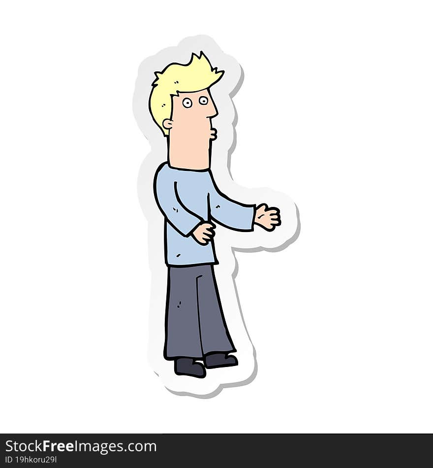 Sticker Of A Cartoon Man Explaining