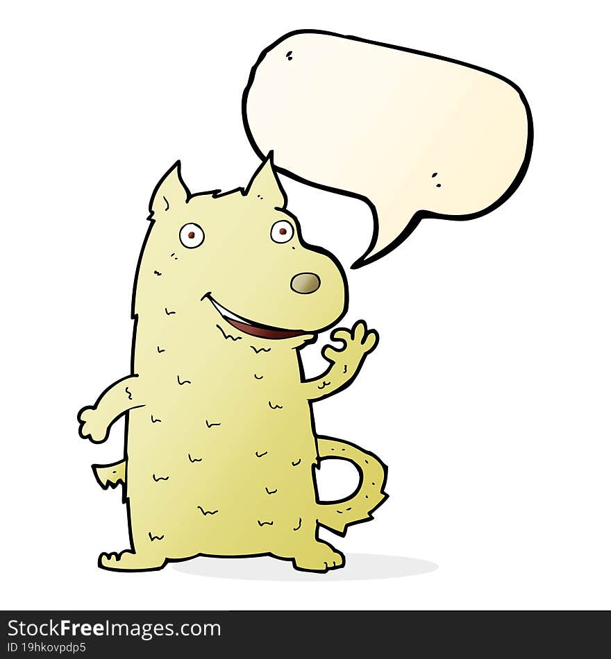 cartoon happy dog with speech bubble