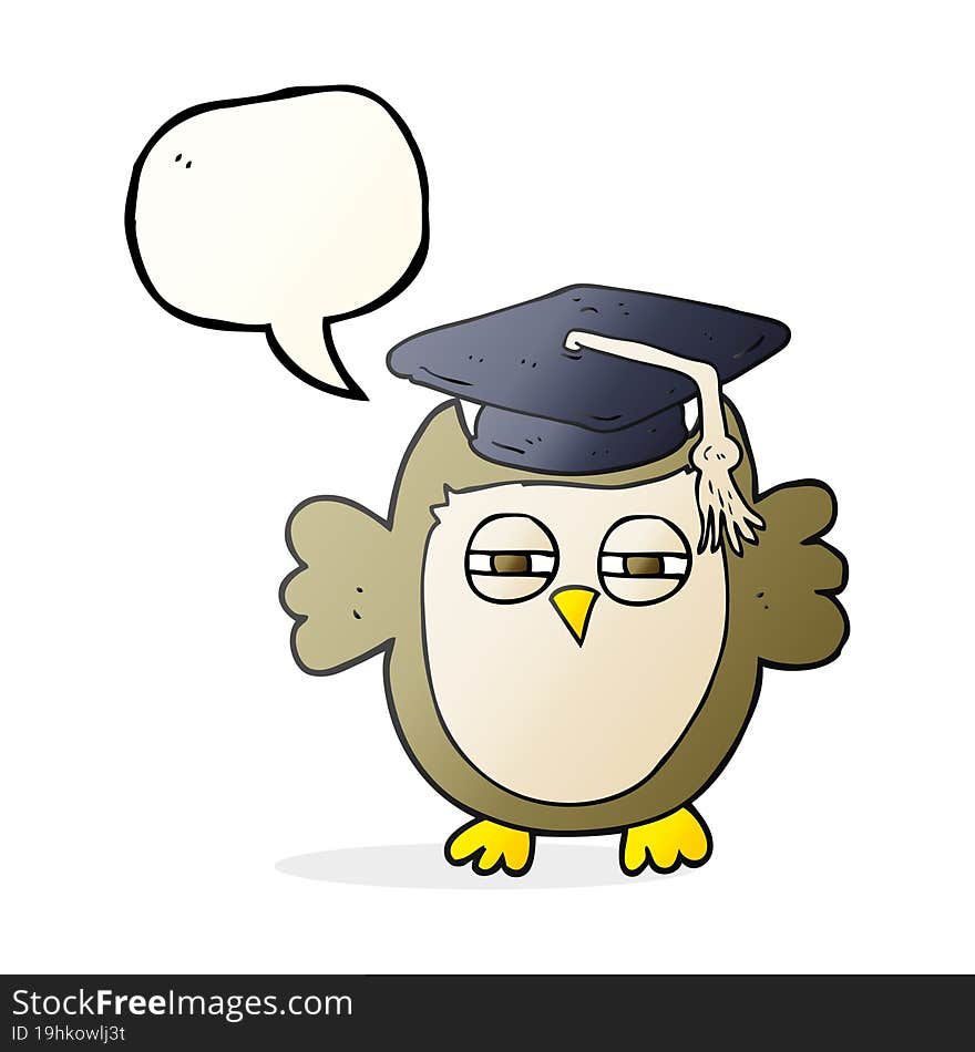 freehand drawn speech bubble cartoon clever owl