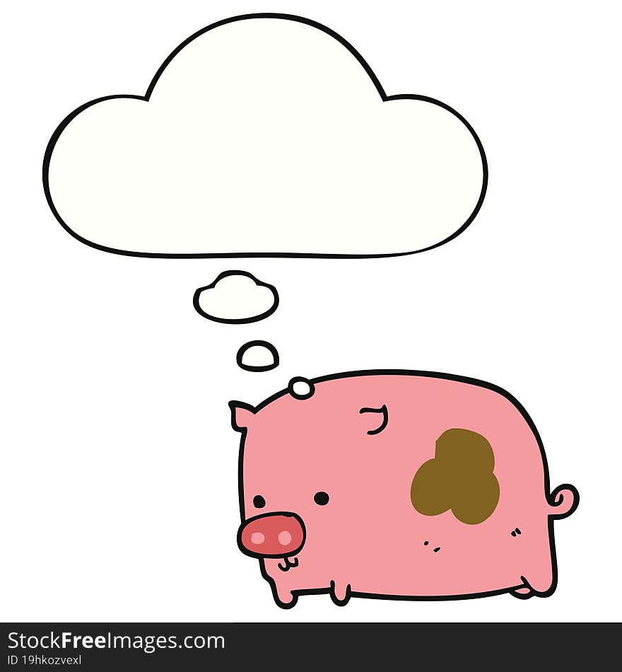 cartoon pig and thought bubble