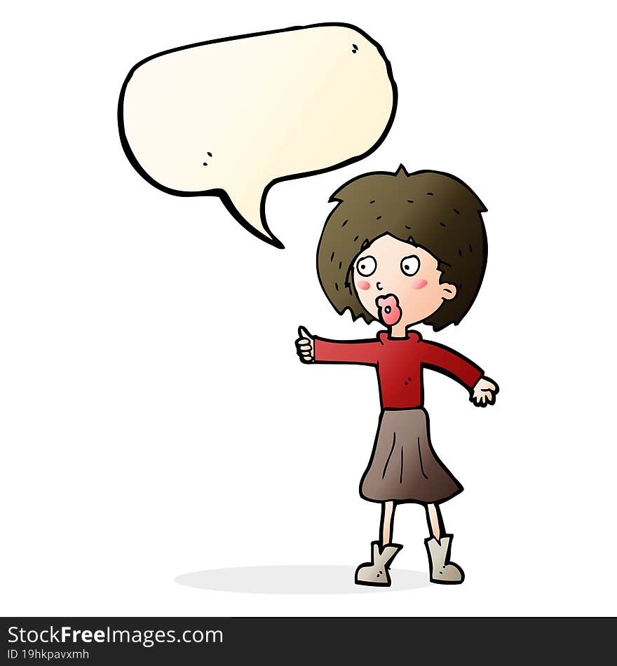 Cartoon Woman  With Speech Bubble