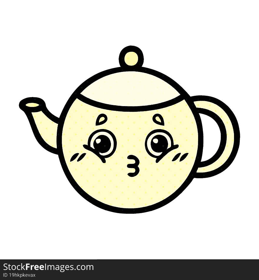 comic book style cartoon tea pot