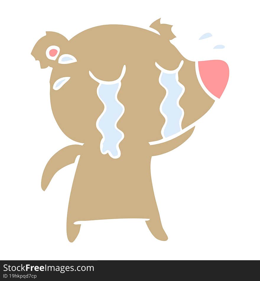 flat color style cartoon crying bear