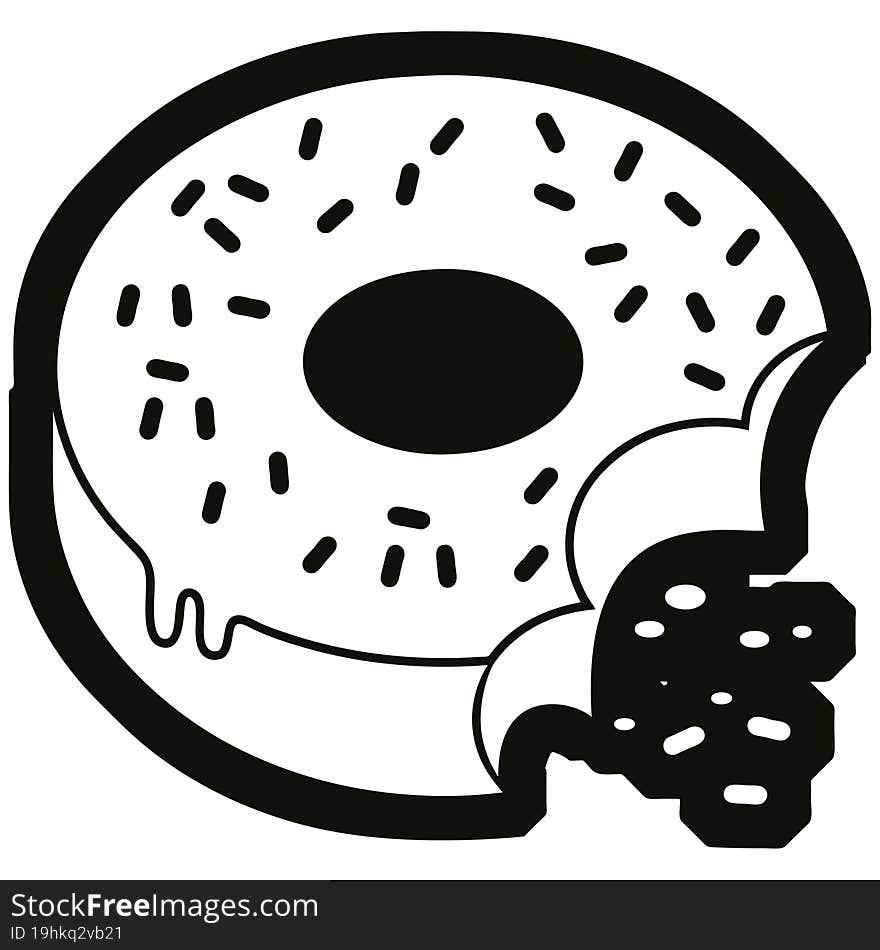 bitten frosted donut graphic icon