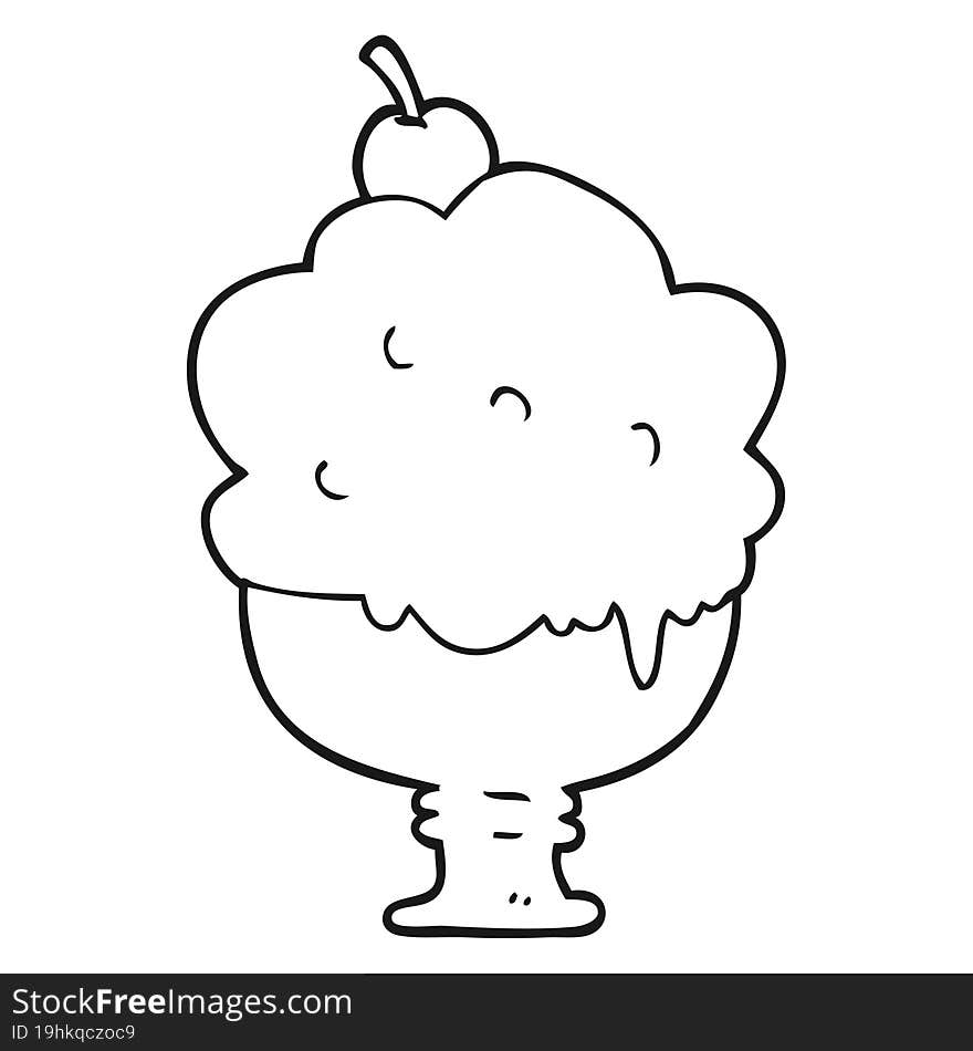 black and white cartoon ice cream