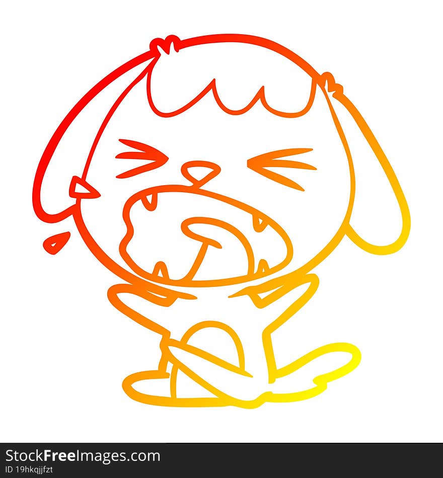 Warm Gradient Line Drawing Cute Cartoon Dog Barking