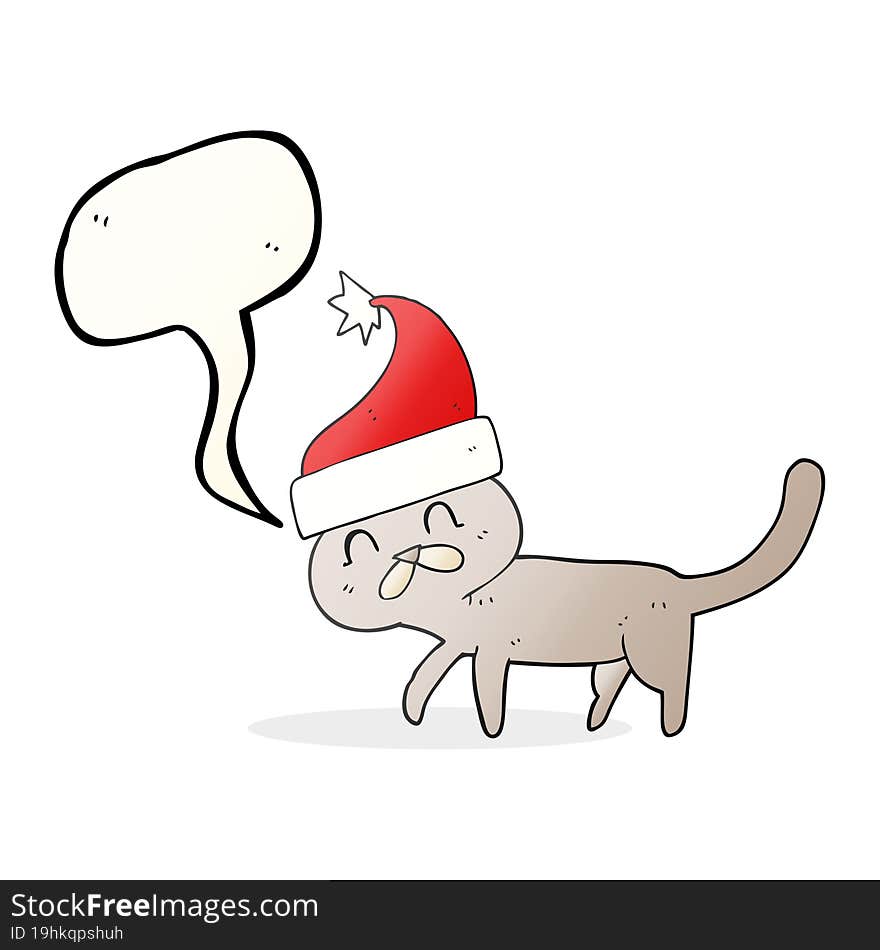 speech bubble cartoon cat wearing christmas hat