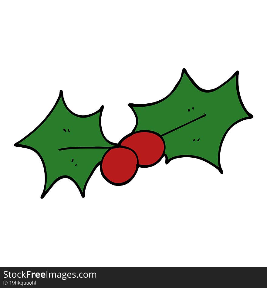 cartoon doodle christmas holly