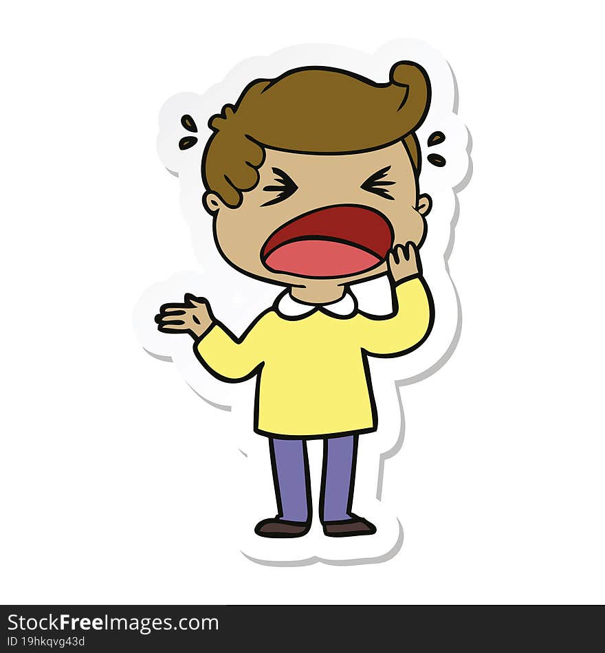 sticker of a cartoon shouting man