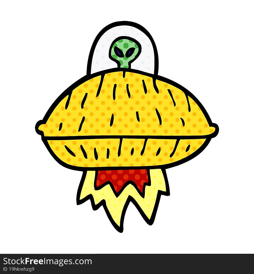 cartoon doodle alien spaceship