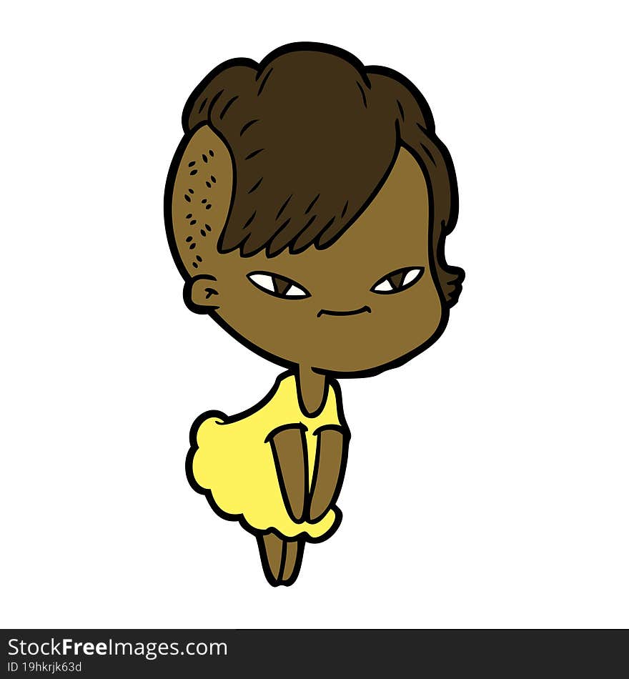 cute cartoon girl with hipster haircut. cute cartoon girl with hipster haircut